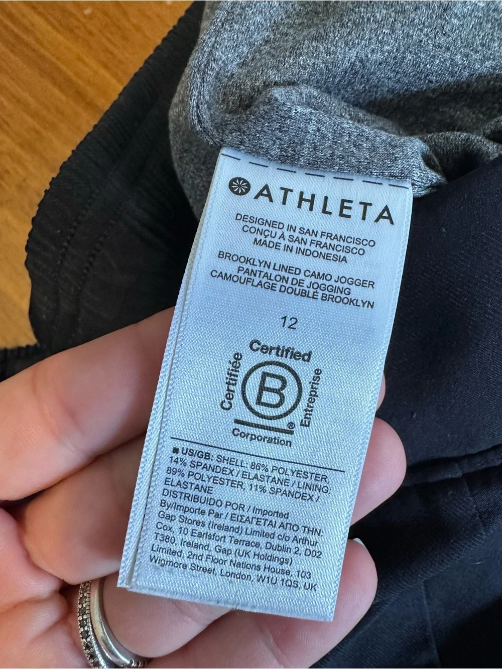 Athleta Brooklyn Camo Lined Joggers Womens 12 Black 985549 Athletic